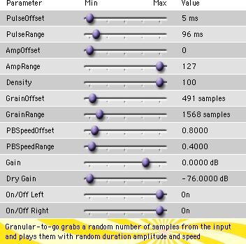 Cycling '74 Pluggo 3.1 VST MAS RTAS (Macintosh), Granulation - Granular-to-Go
