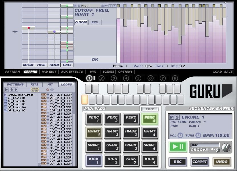 FXpansion Guru Loop Splicing Software, Graph Edit