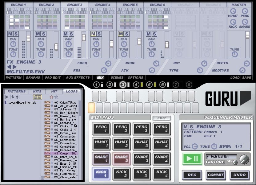 FXpansion Guru Loop Splicing Software, Mix View