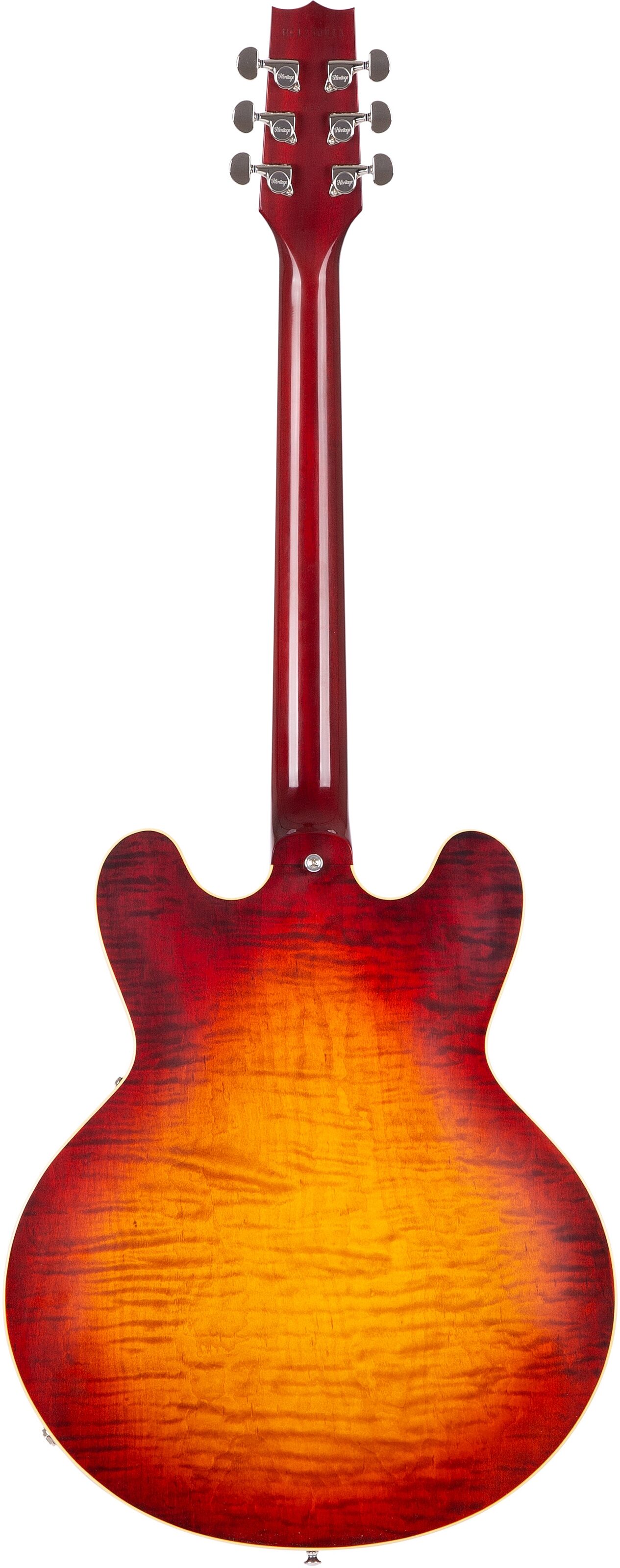 Heritage Custom Core H-535 Semi-Hollowbody Electric Guitar, Dark Cherry Sunburst, Action Position Back