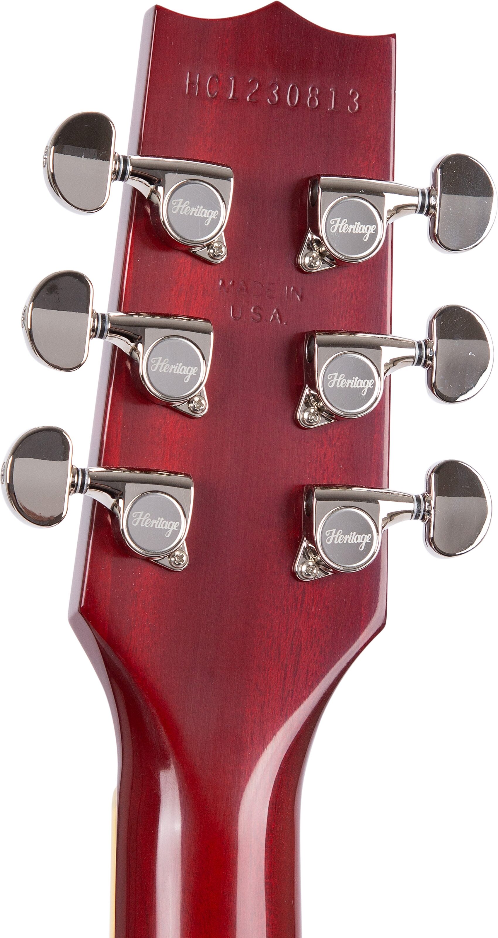 Heritage Custom Core H-535 Semi-Hollowbody Electric Guitar, Dark Cherry Sunburst, Action Position Back