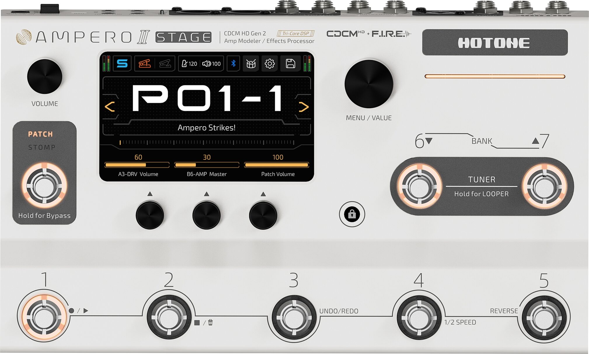 Hotone Ampero II Stage Amp Modeler Effects Processor, New, Action Position Back