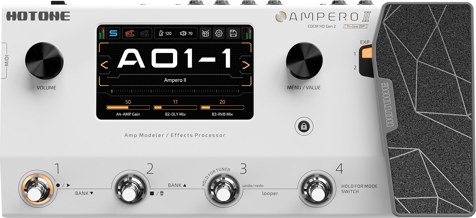 Hotone Ampero II Amp Modeler and Effects Processor, New, Action Position Back
