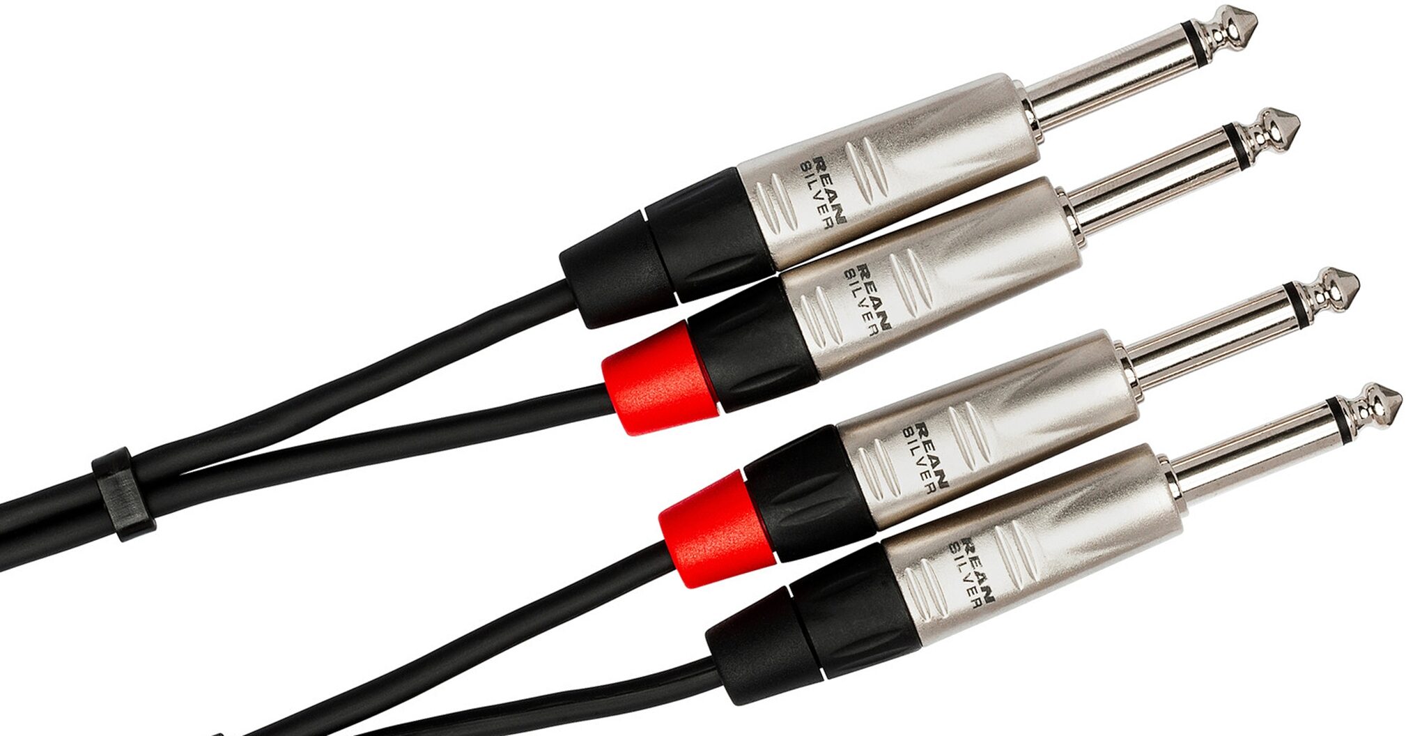 Hosa Pro Dual REAN 1/4 Inch TS Stereo Interconnect Cable, 3 foot, Action Position Back