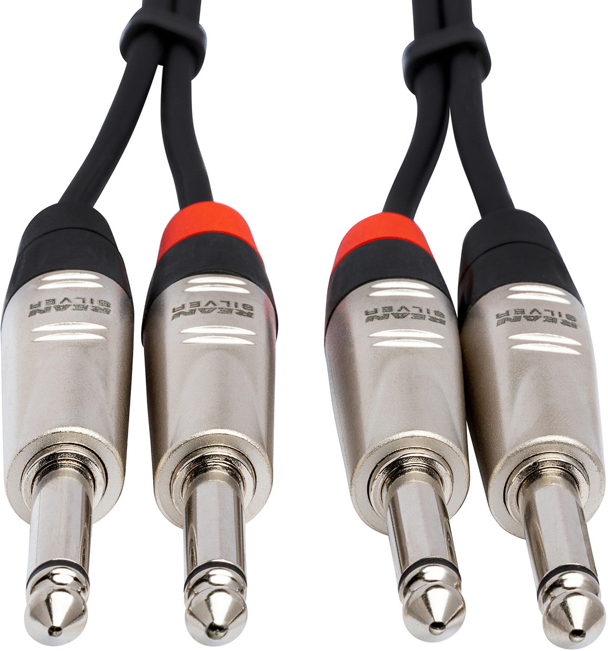 Hosa Pro Dual REAN 1/4 Inch TS Stereo Interconnect Cable, 3 foot, Action Position Back