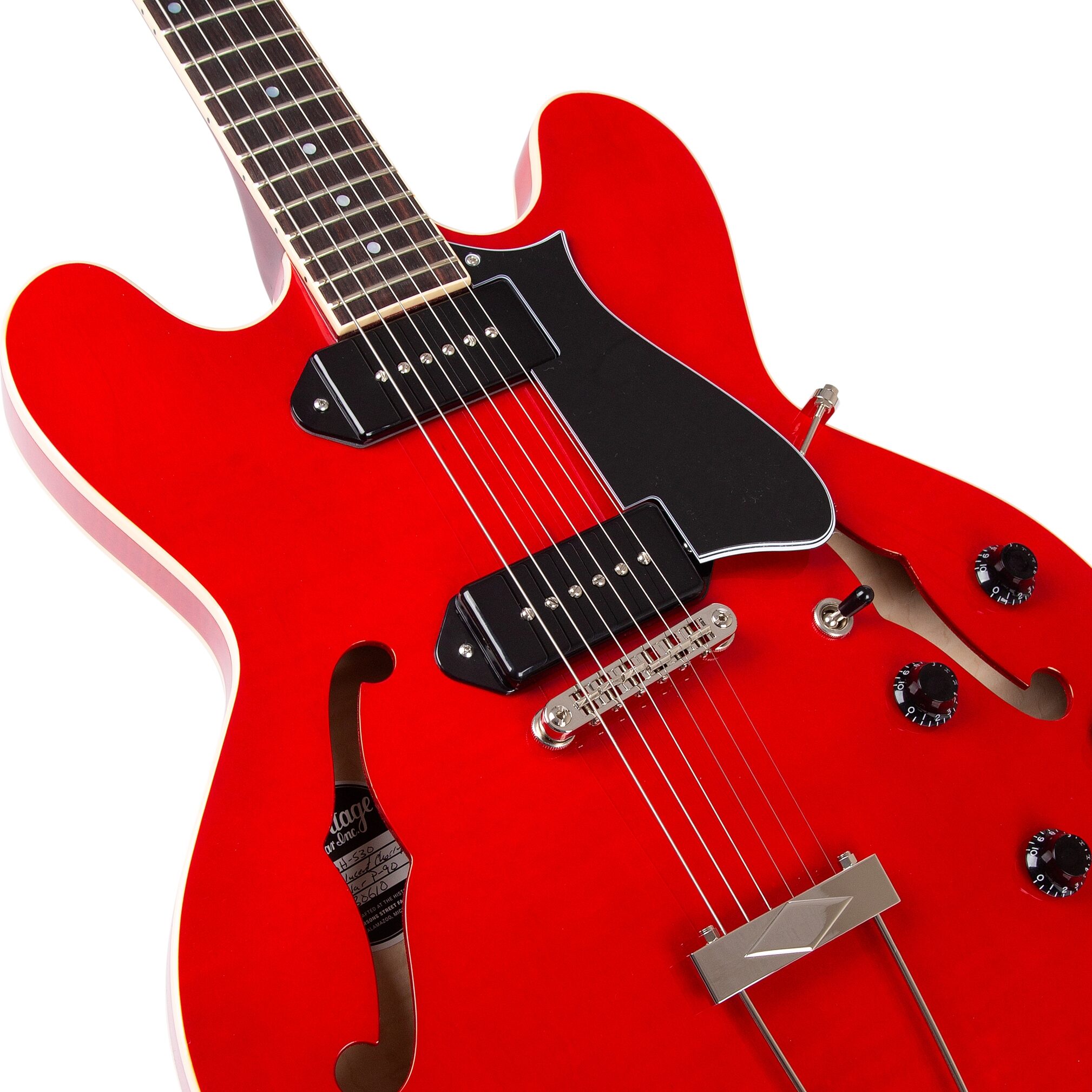 Heritage Standard H-530 Hollowbody Electric Guitar, Transparent Cherry, Action Position Back