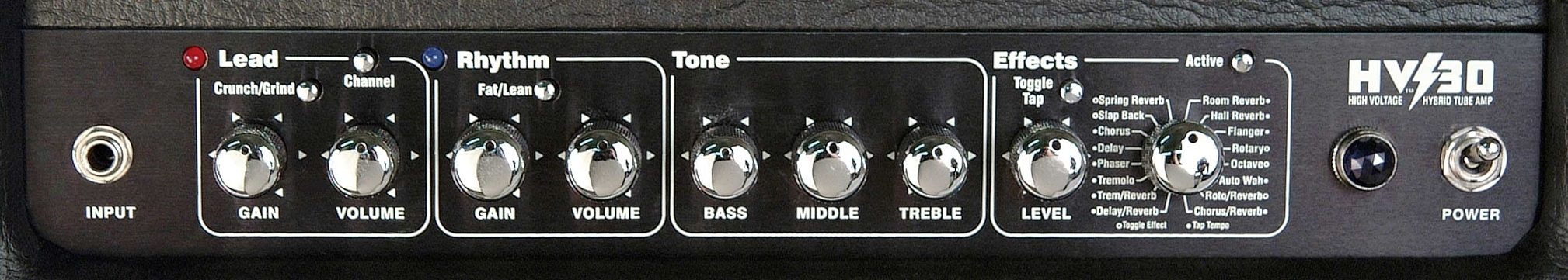 Kustom HV30 Guitar Combo Amplifier (30 Watts, 1x12 in.), Control Panel