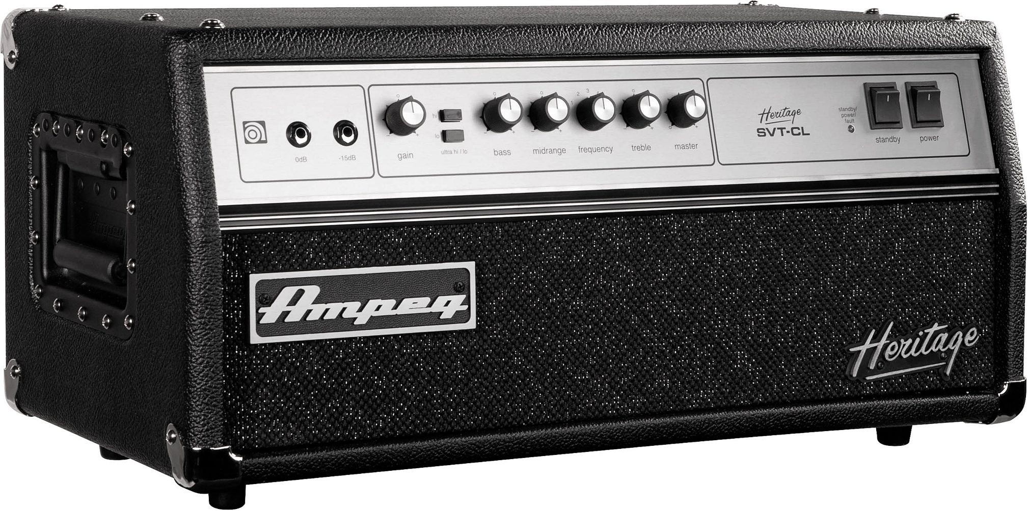 Ampeg Heritage Series SVT-CL Classic Bass Amplifier Head (300 Watts), Left Angle