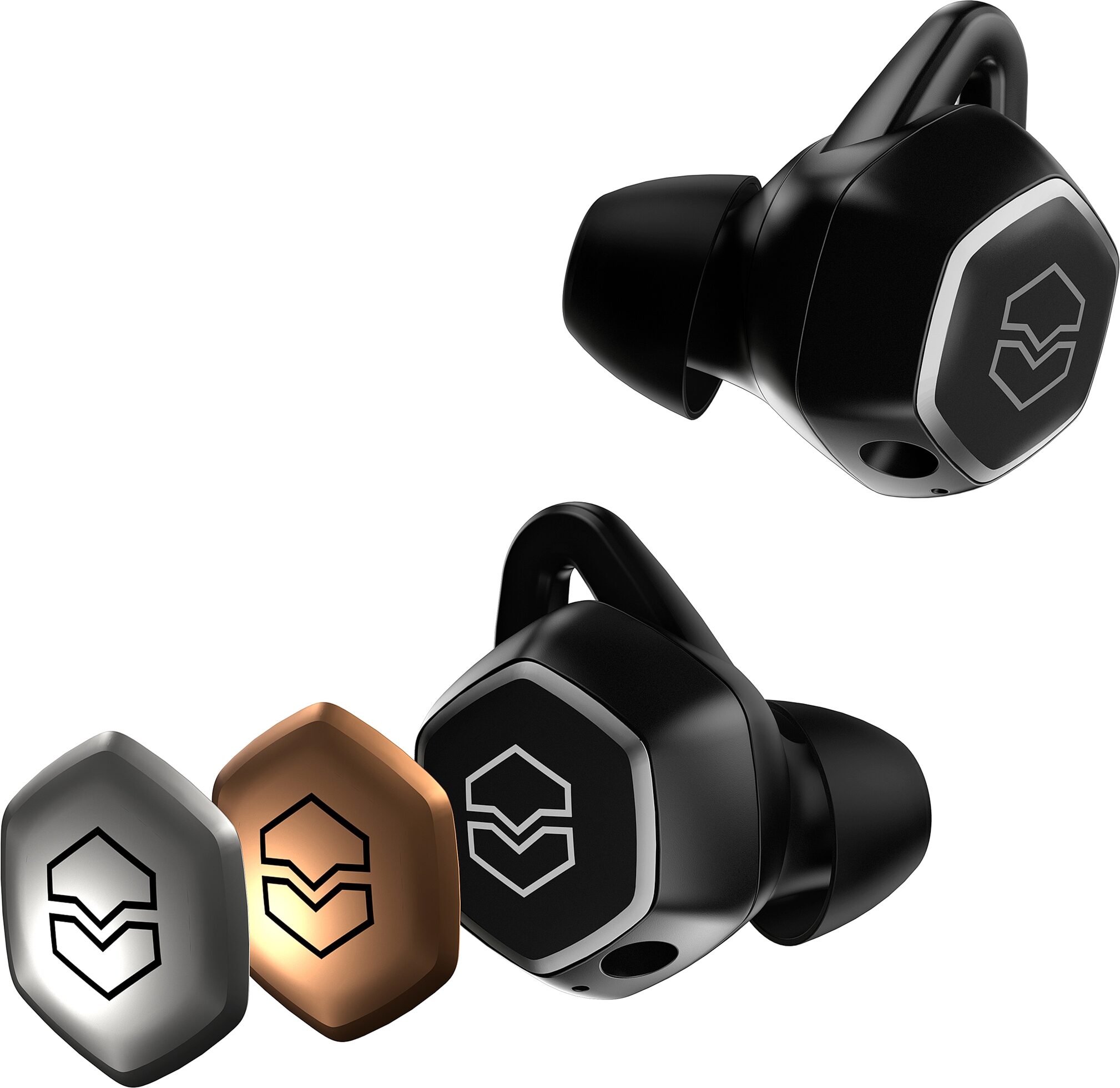 V-Moda Hexamove Pro True Wireless Bluetooth Earbuds, Action Position Back