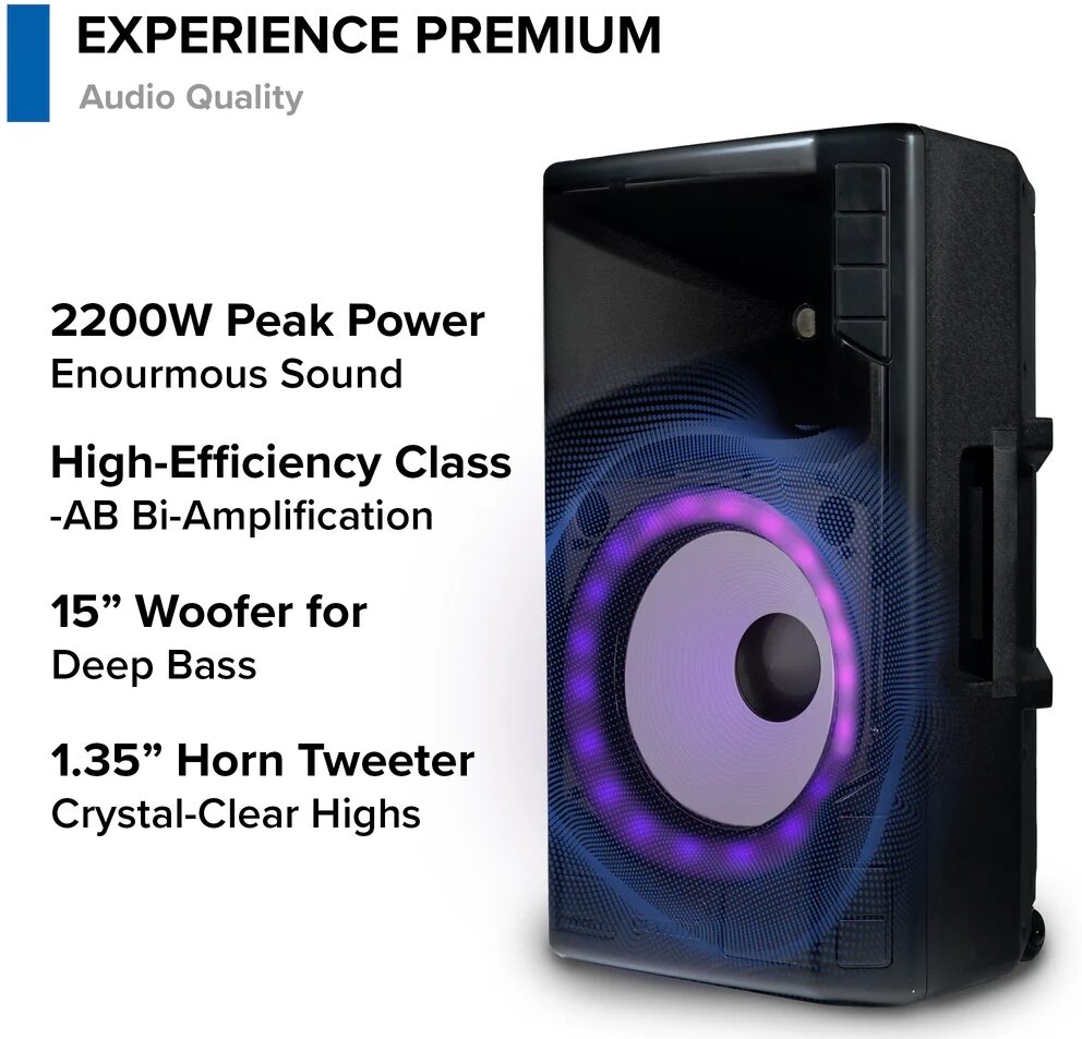 Gemini GSP-L5500PK Party PA Speaker Bundle with Speaker Stand and Microphone, Detail