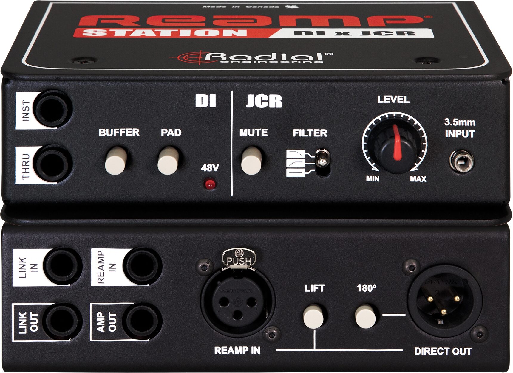 Radial Reamp Station Combination Active DI x JCR Reamper, New, Action Position Back