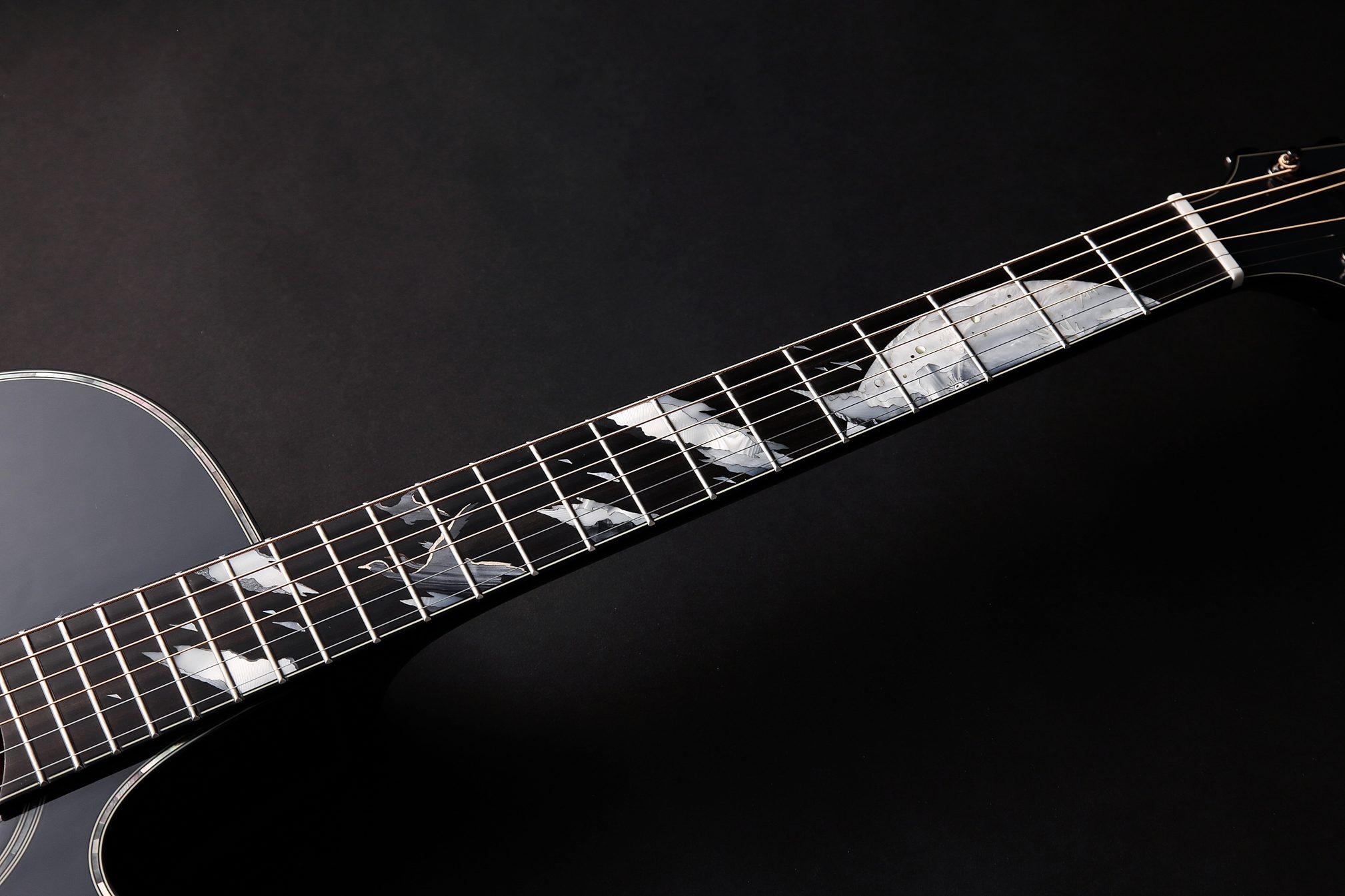 Takamine 2019 Limited Edition Moon Thinline Acoustic-Electric Guitar, Action Position Back