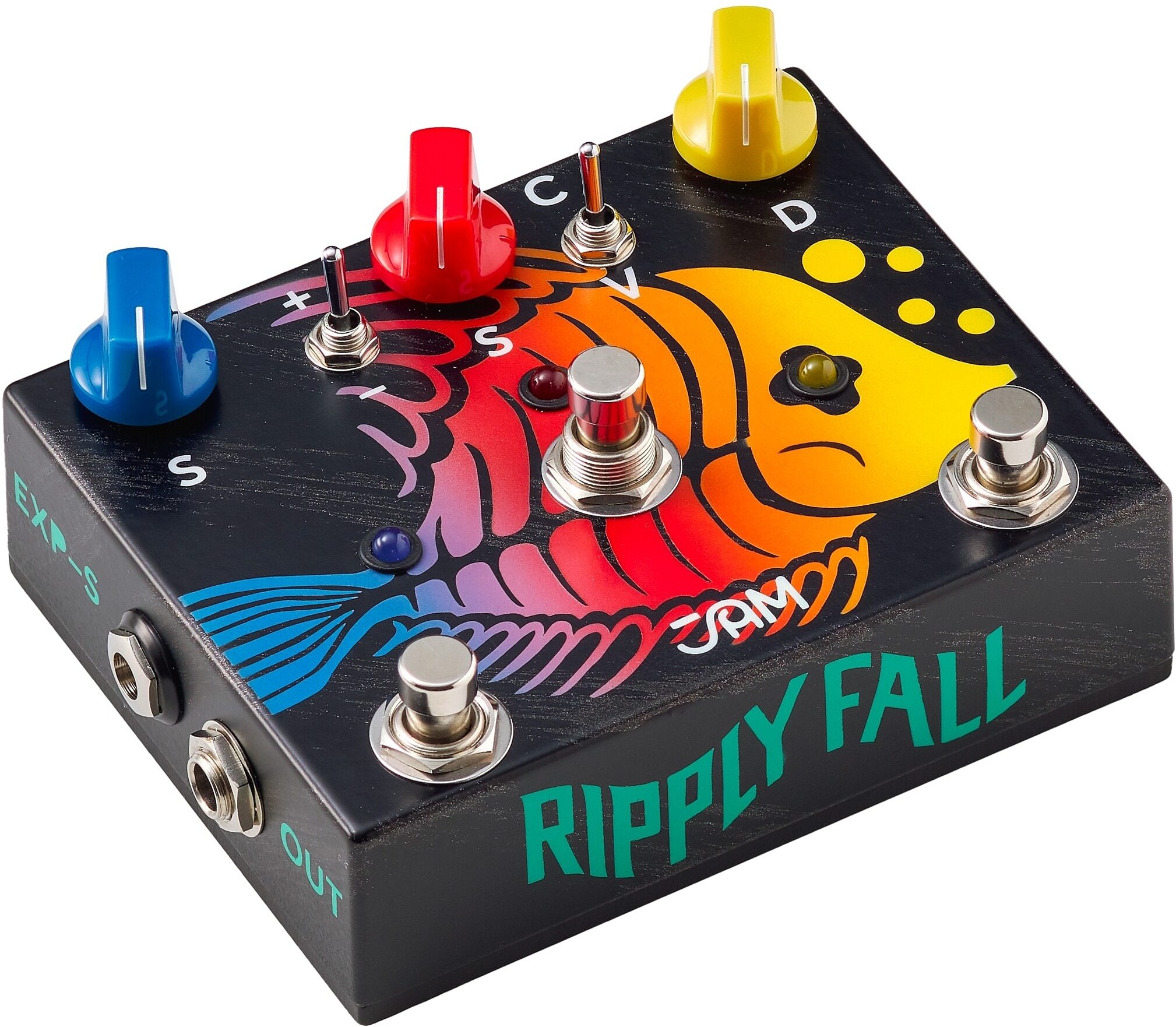 JAM Pedals RipplyFall Bass Chorus Vibrato Phaser Pedal, Action Position Side