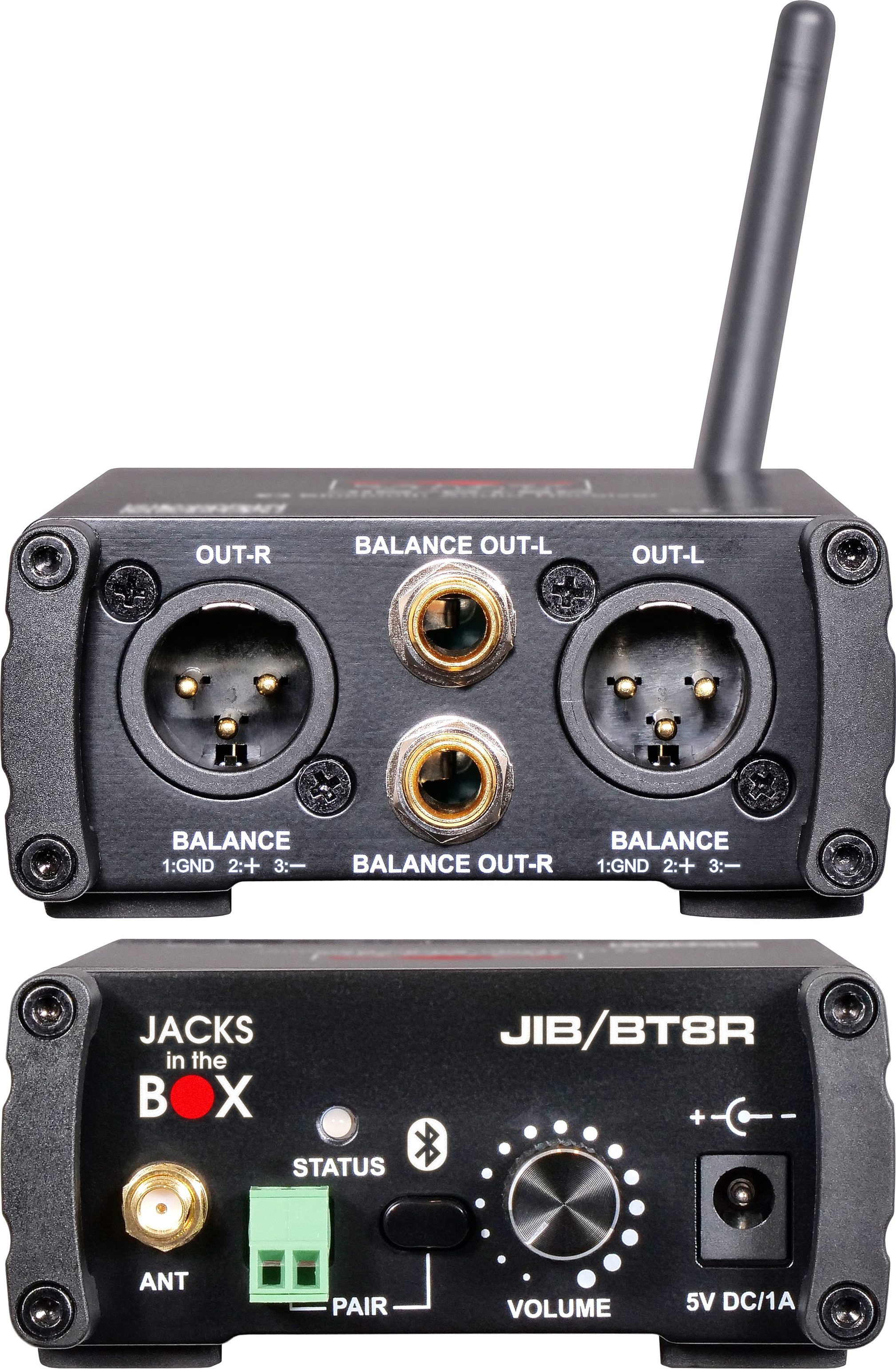 Galaxy Audio JIB/BT8R Stereo Bluetooth Receiver, Action Position Front