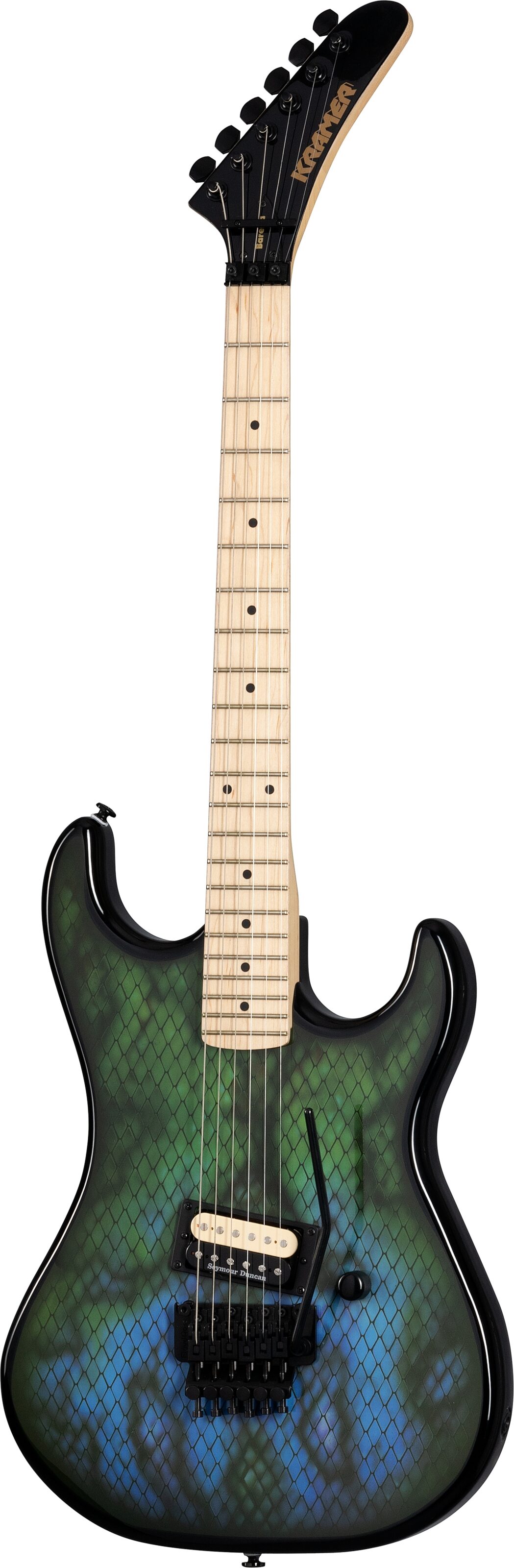 Kramer Baretta Custom Graphics Series Electric Guitar (with Soft Case), Viper Snake Blue and Green, Main