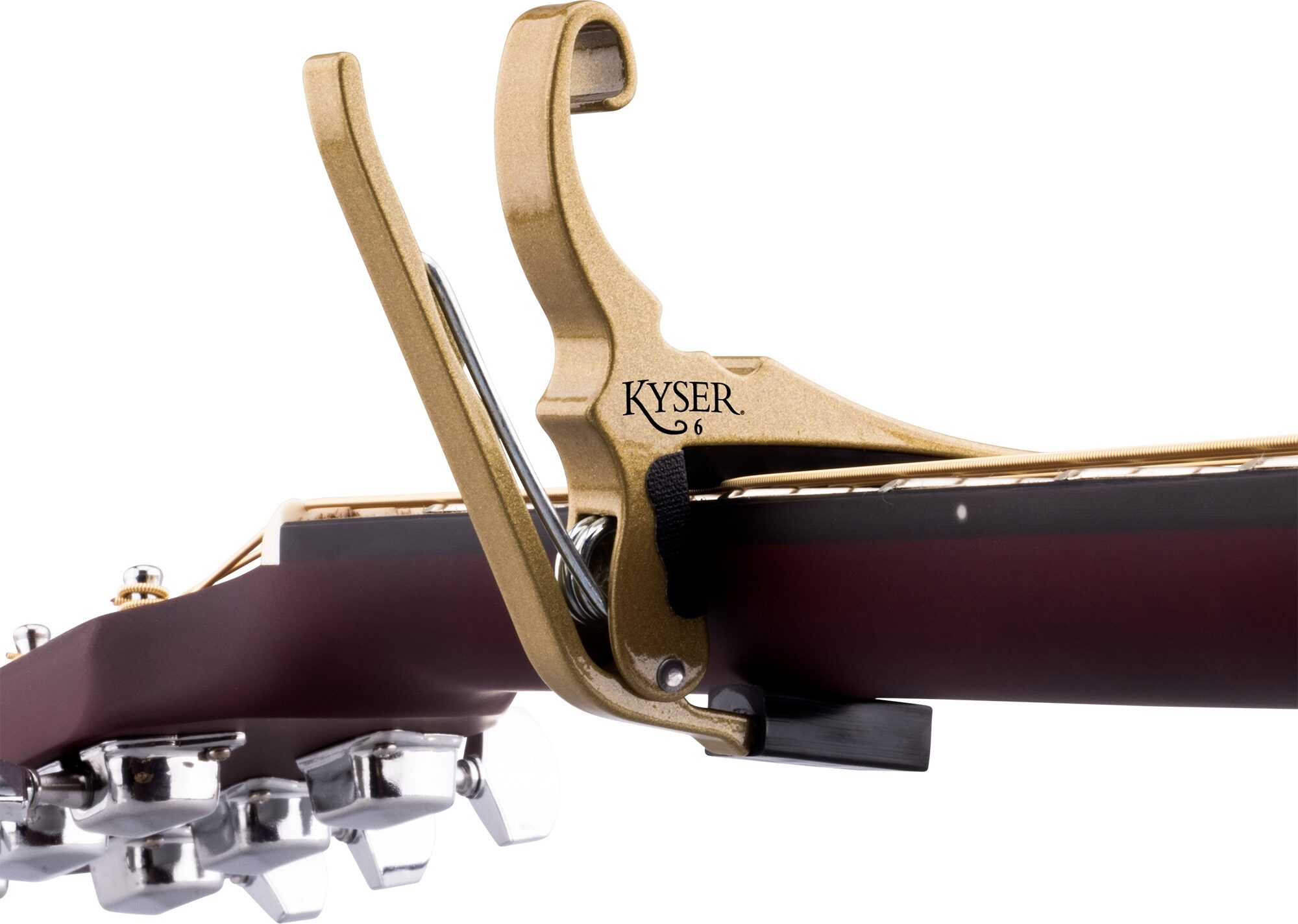 Kyser Quick Change Acoustic Guitar Capo, Gold, Action Position Back