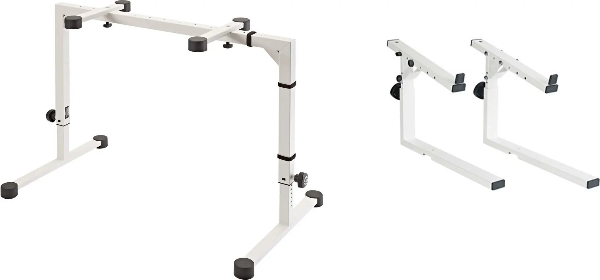 K&M 18810 Omega Keyboard Stand, White, with 2nd Tier, Main