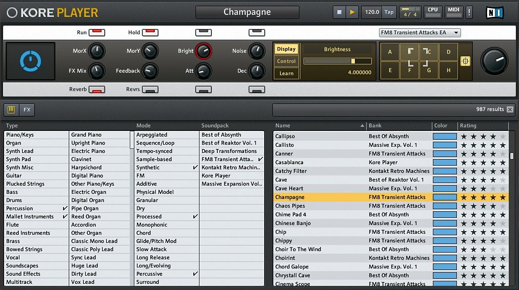 Native Instruments Kore Electronic Experience, Screenshot