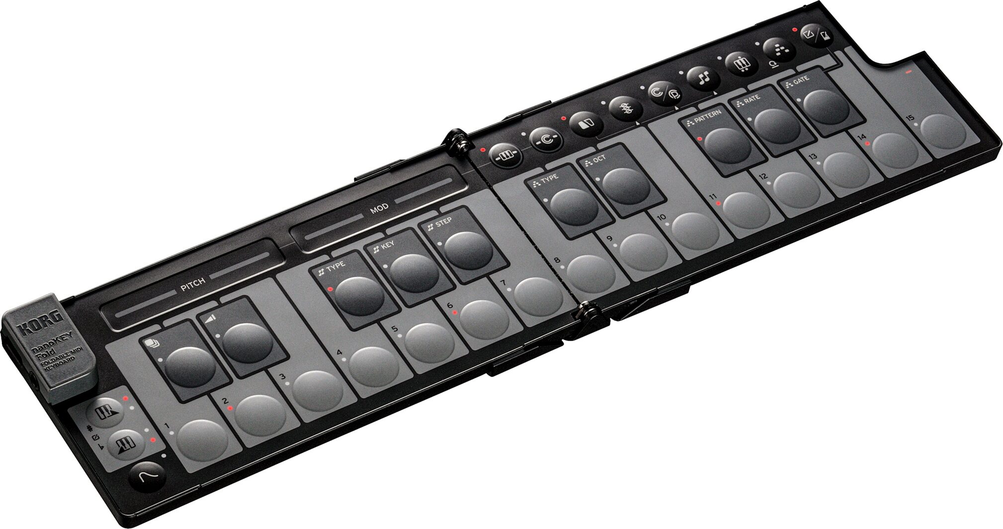 Korg Nanokey Fold USB MIDI keyboard, Black, Action Position Back