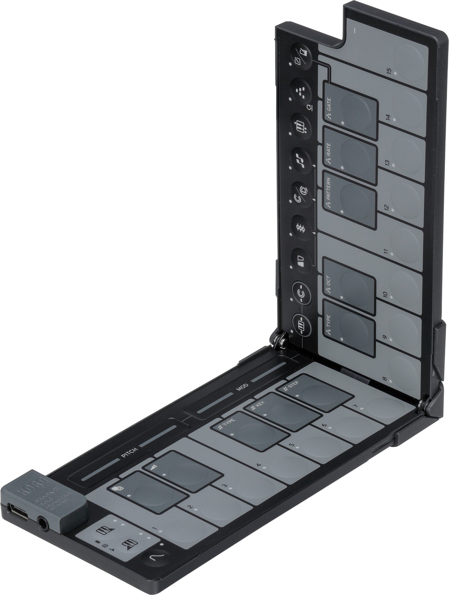 Korg Nanokey Fold USB MIDI keyboard, Black, Action Position Back