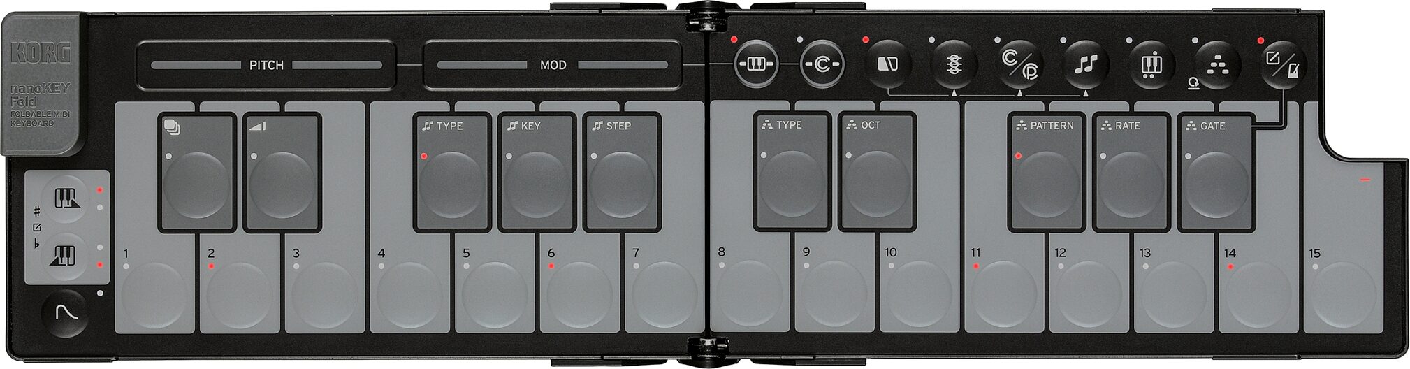 Korg Nanokey Fold USB MIDI keyboard, Black, Action Position Back