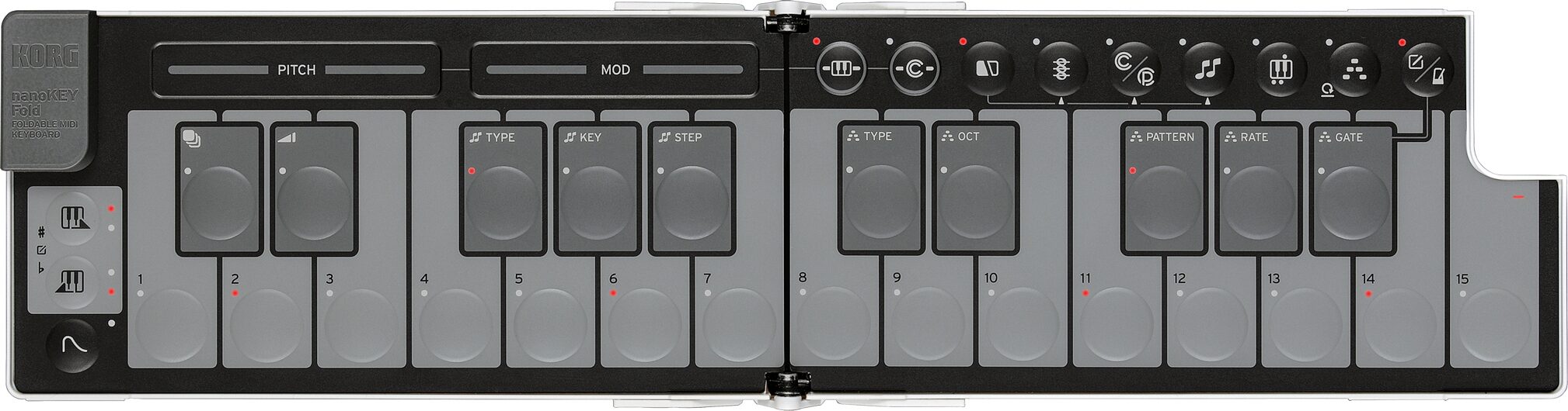 Korg Nanokey Fold USB MIDI keyboard, White, Open Box (Very Good), Action Position Back