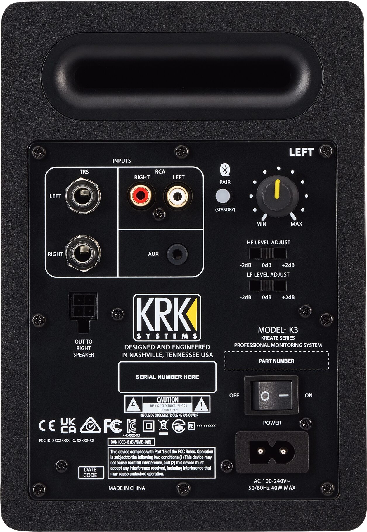KRK Kreate 3 Powered Studio Monitors Pair, Pair, Action Position Back