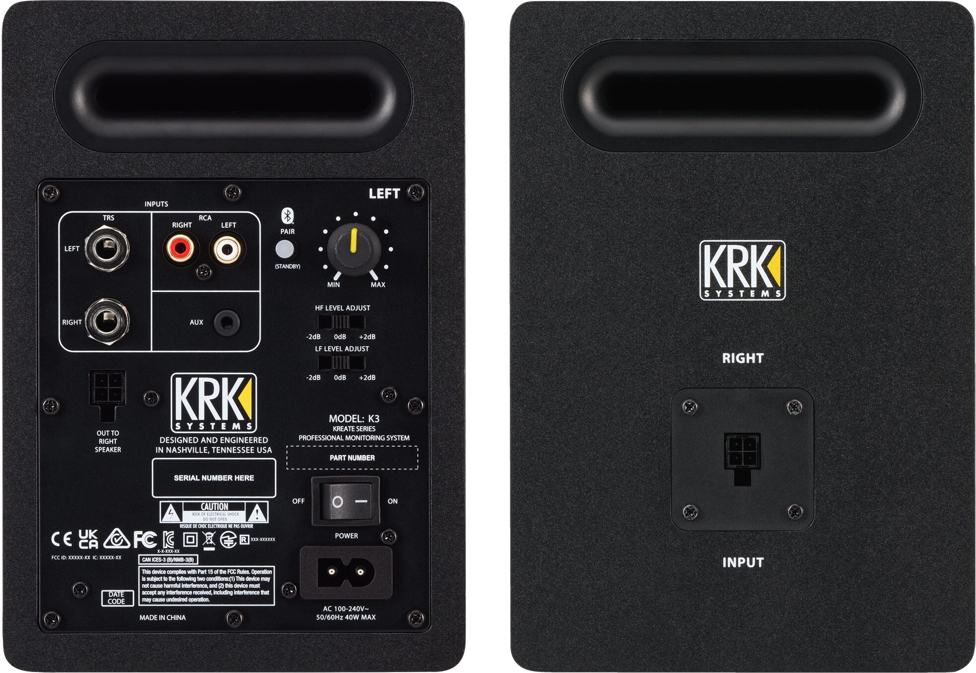KRK Kreate 3 Powered Studio Monitors Pair, Pair, Action Position Back