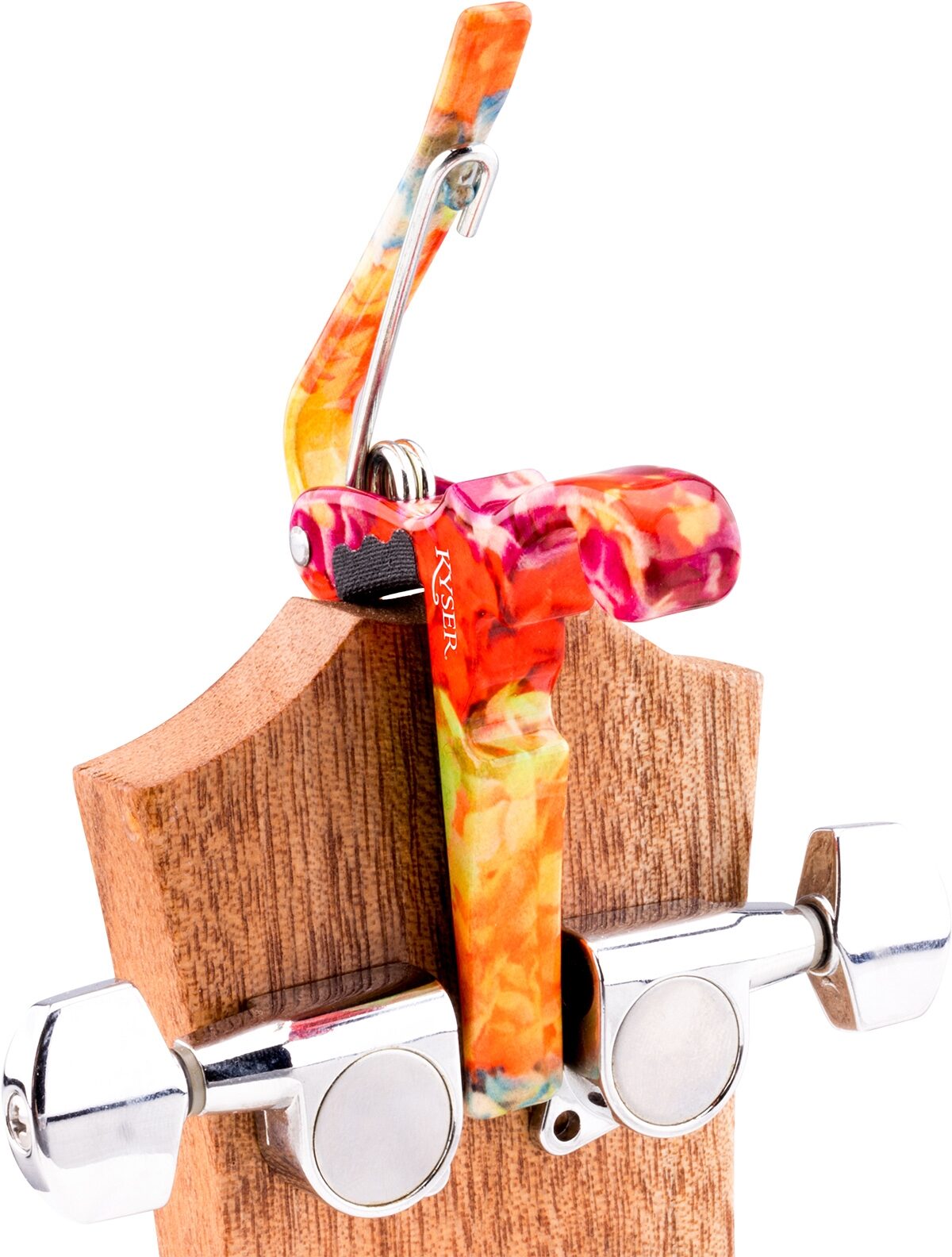 Kyser Quick-Change Ukulele Capo, Hawaiian Lei, Action Position Back