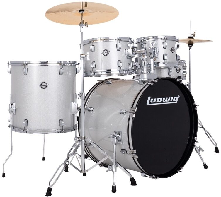 Ludwig LC195 Accent Drive Complete Drum Set, 5-Piece, Silver Sparkle, view