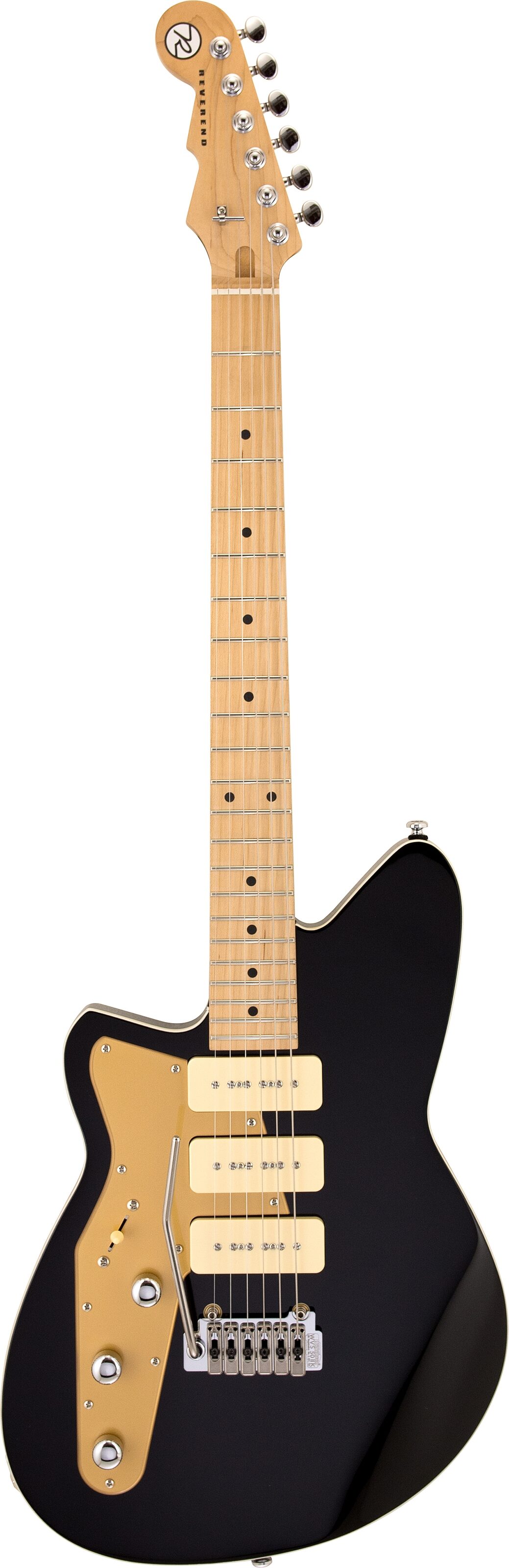Reverend Jetstream 390 Electric Guitar, Left-Handed, Midnight Black, Action Position Back