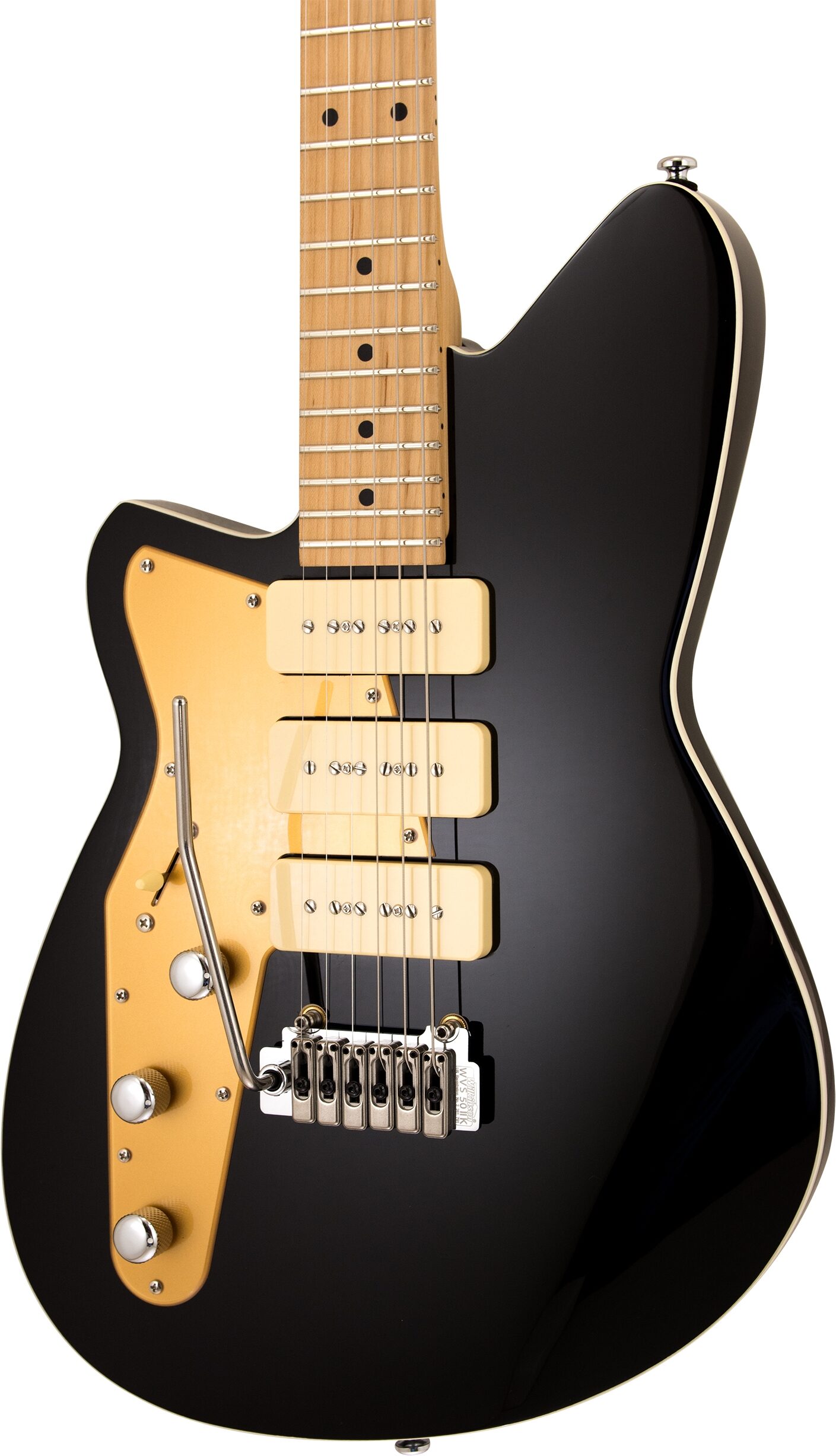 Reverend Jetstream 390 Electric Guitar, Left-Handed, Midnight Black, Action Position Back