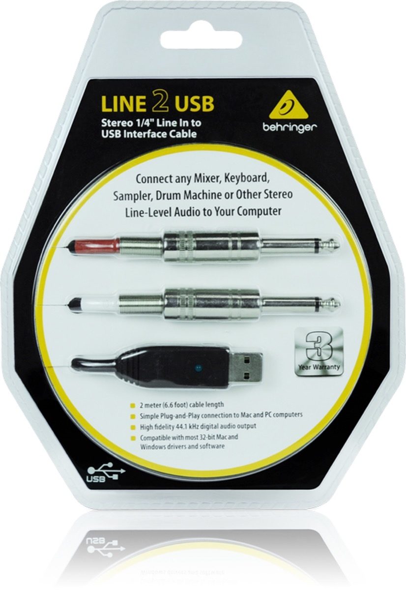 Behringer Line 2 TS 1/4" to USB Interface Cable, View 1