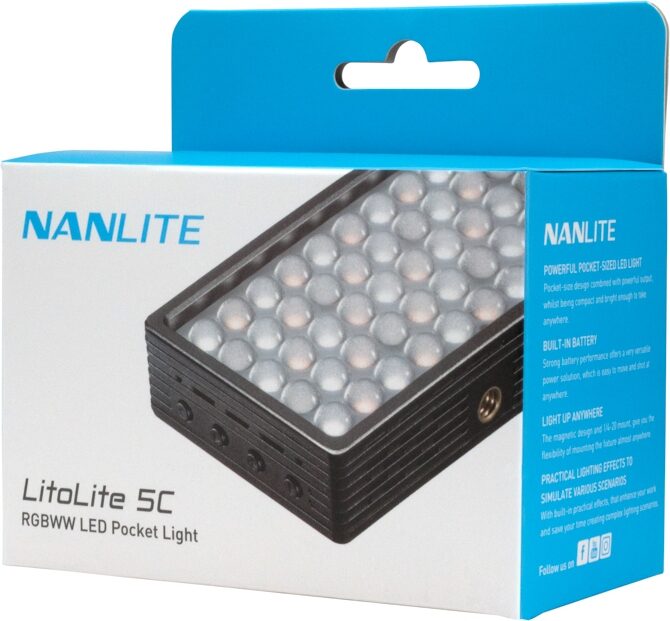 NanLite LitoLite 5C RGBWW Mini LED Light Panel, Action Position Front