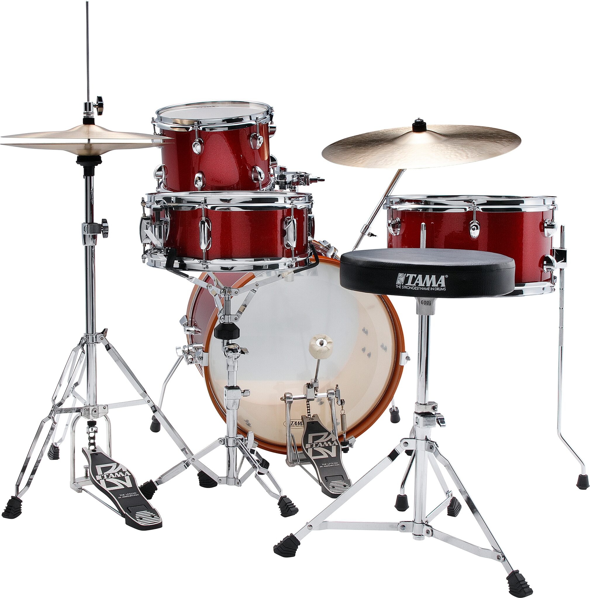 Tama LJLK48S Club Jam Drum Shell Kit, 4-Piece, Candy Apple Mist, Action Position Back