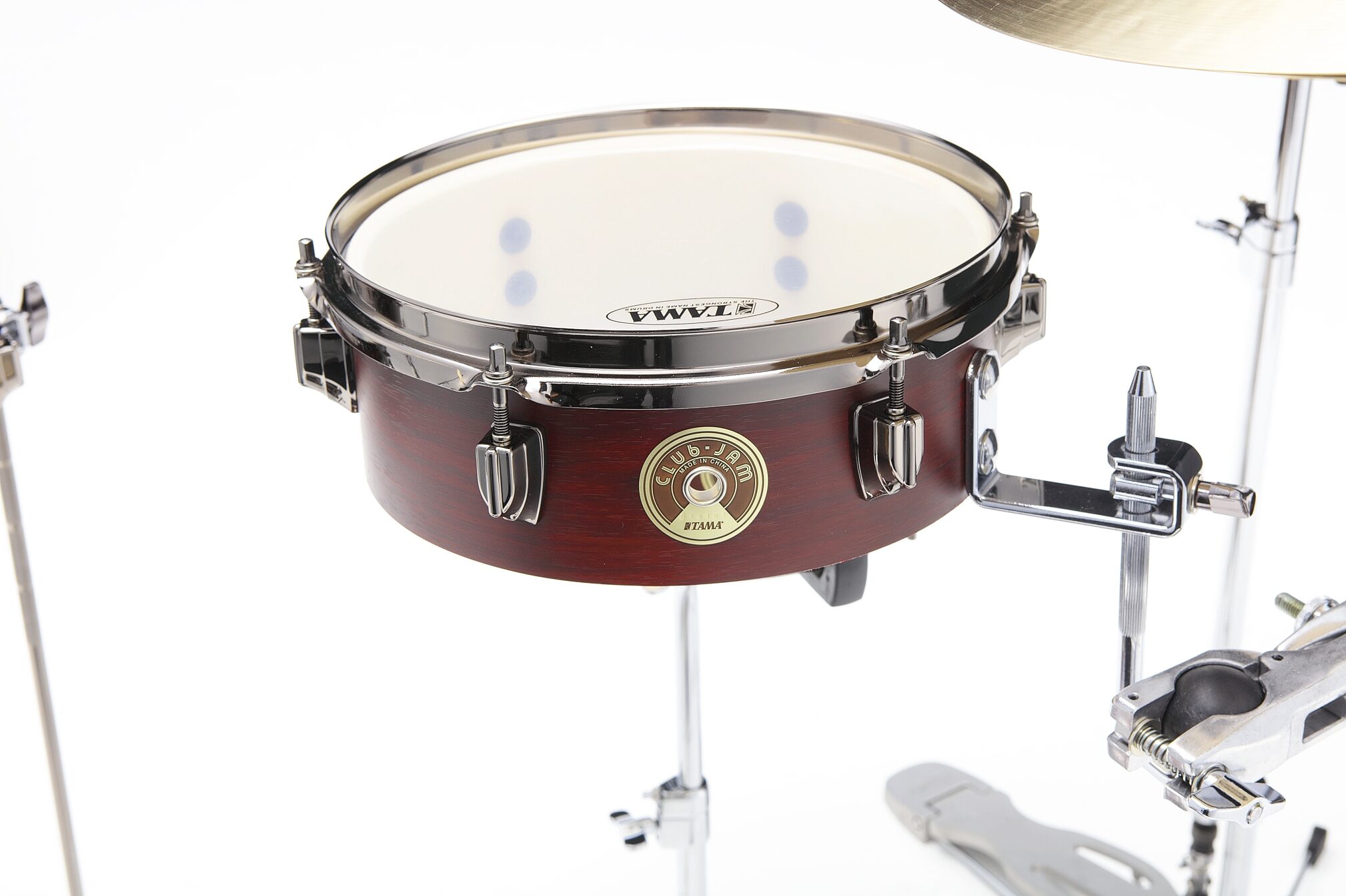 Tama LJK48PBN Club JAM Pancake Drum Shell Kit, 4-Piece, Burgundy, with Black Hardware, Action Position Back
