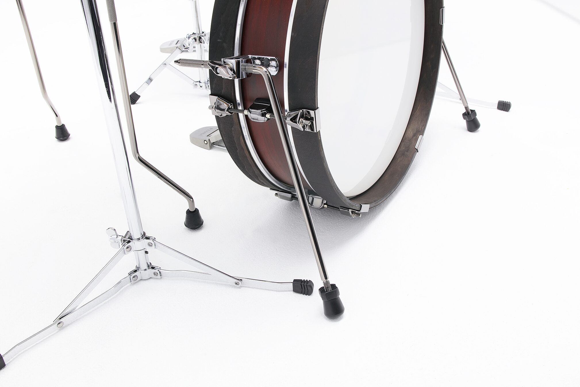 Tama LJK48PBN Club JAM Pancake Drum Shell Kit, 4-Piece, Burgundy, with Black Hardware, Action Position Back
