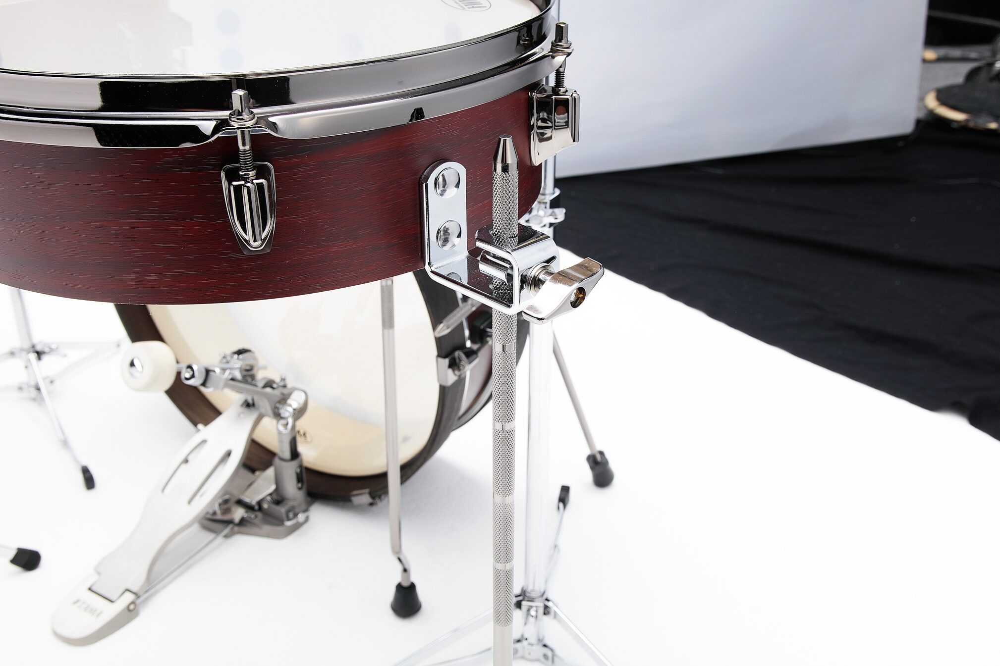 Tama LJK48PBN Club JAM Pancake Drum Shell Kit, 4-Piece, Burgundy, with Black Hardware, Action Position Back