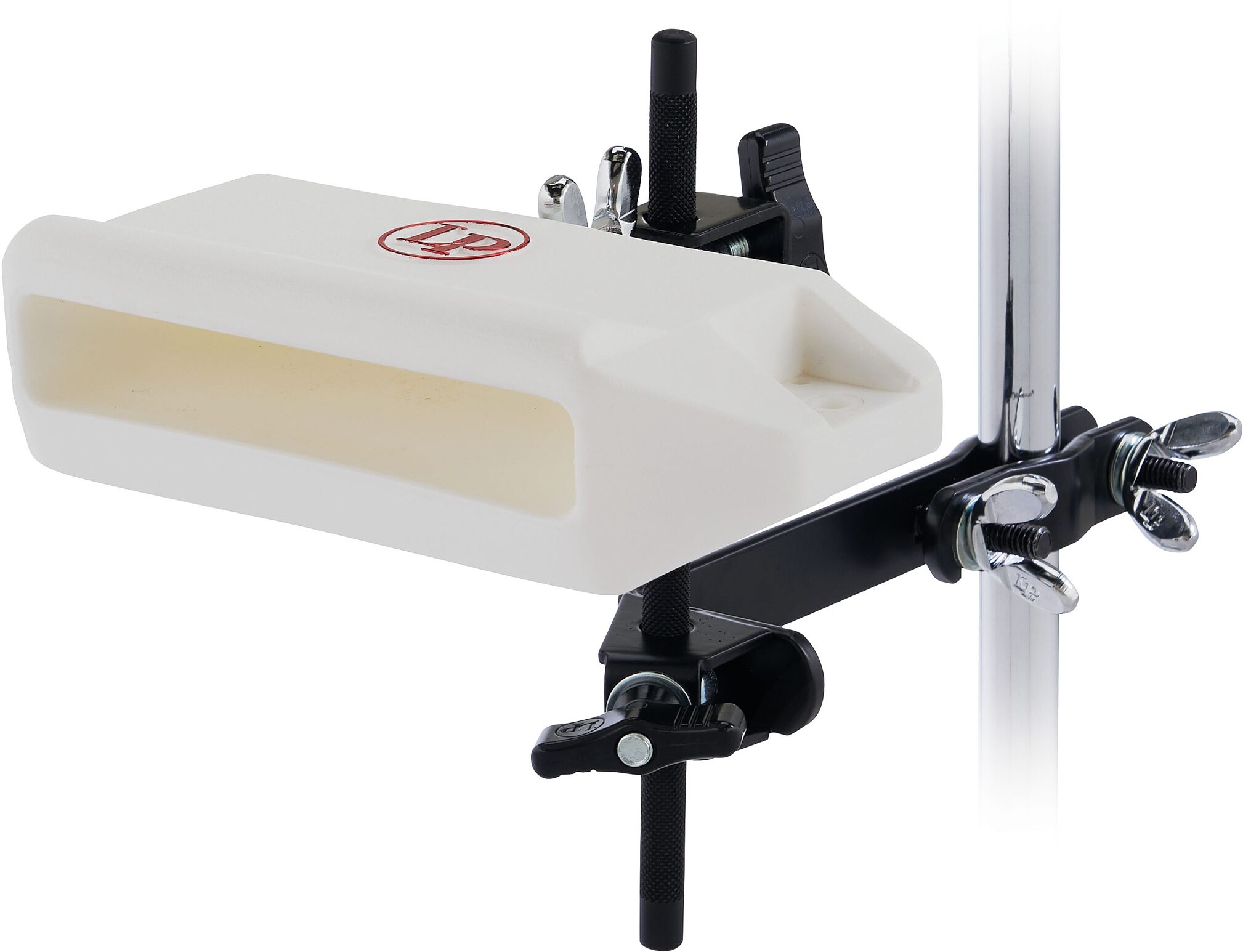 Latin Percussion 1208 Percussion Mounting Bracket, With White Jam Block, Action Position Back
