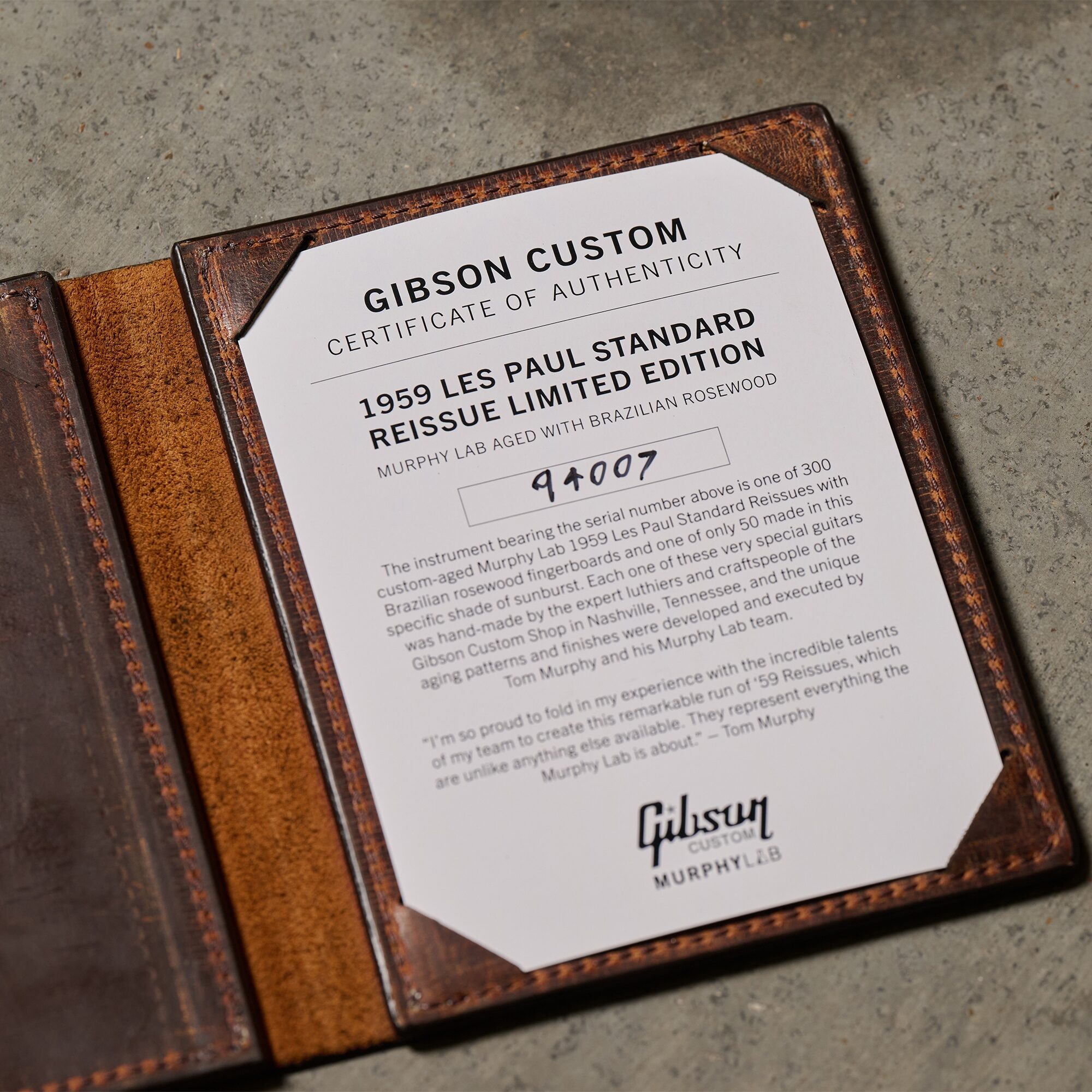 Gibson Custom Shop 1959 Murphy Lab Les Paul Electric Guitar, Brazilian Rosewood Fingerboard (with Case), Action Position Back