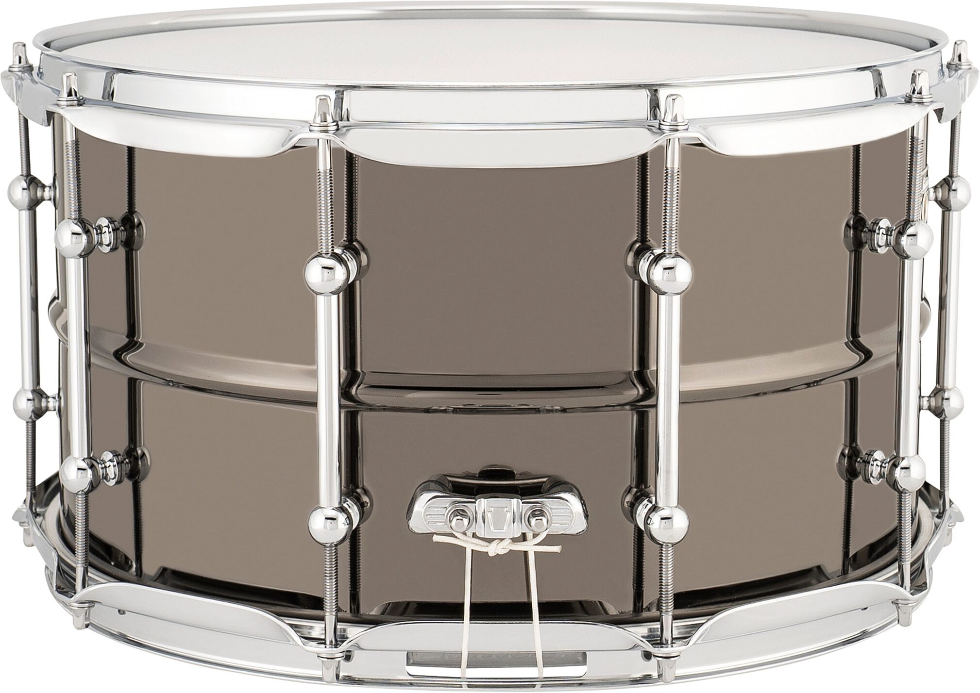 Ludwig Universal Brass Snare Drum, Black Chrome, 8x14", Action Position Back