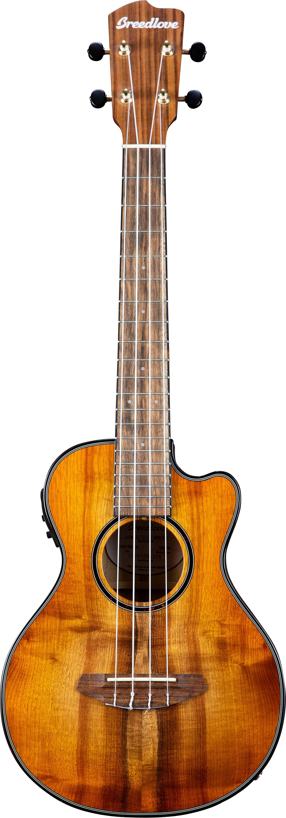 Breedlove ECO Luau Exotic S Tenor Cutaway Acoustic-Electric Ukulele, Action Position Back