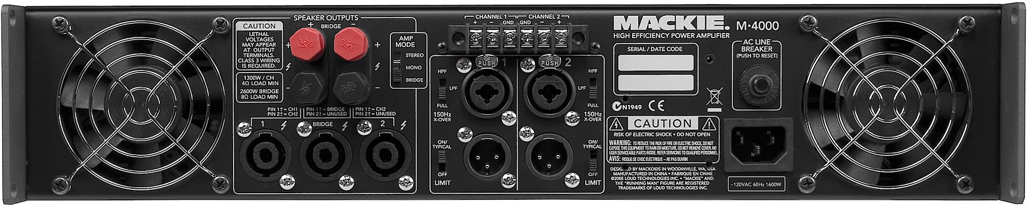 Mackie M4000 Amplifier, Rear