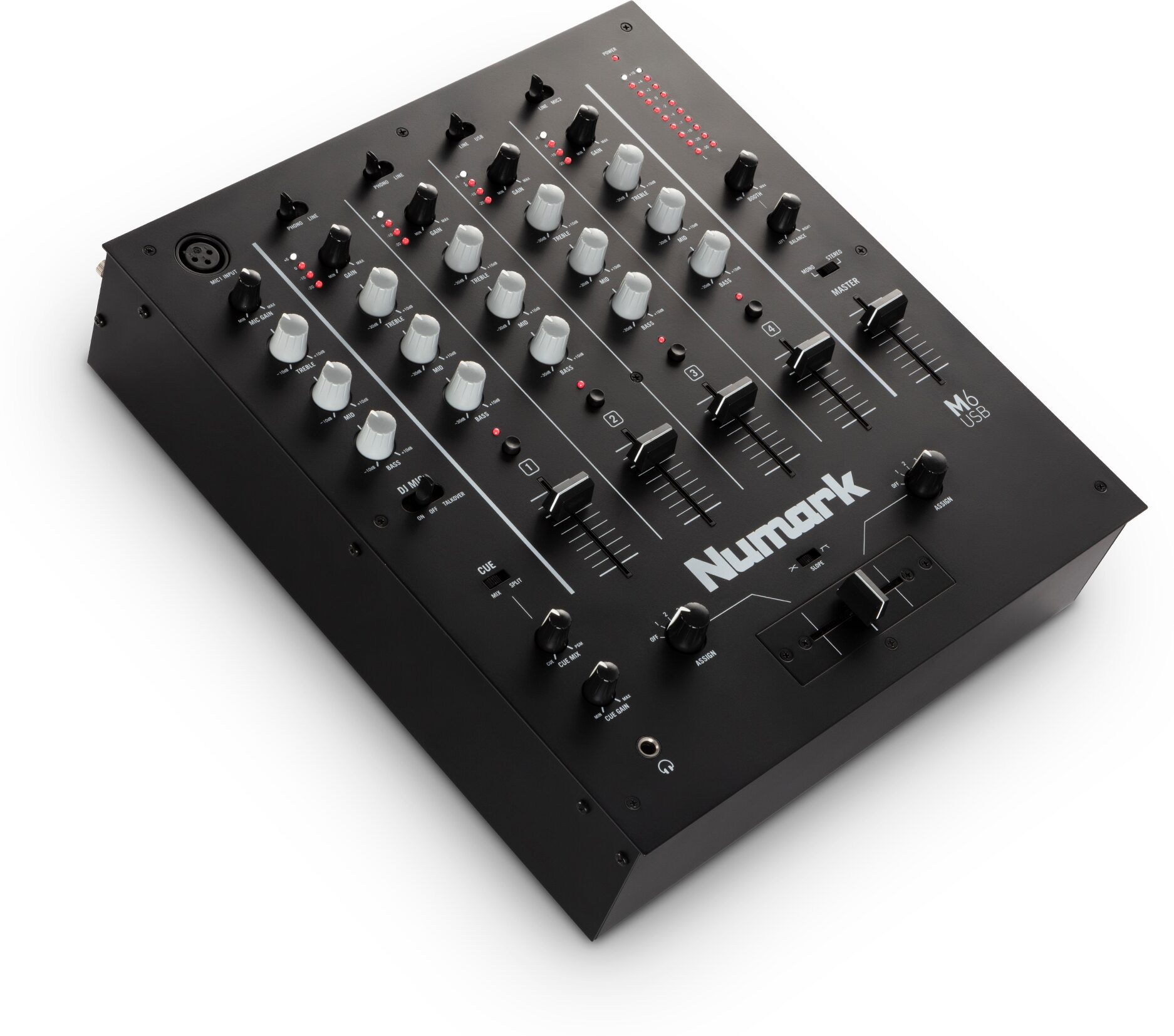 Numark M6 USB DJ Mixer, New, Angle