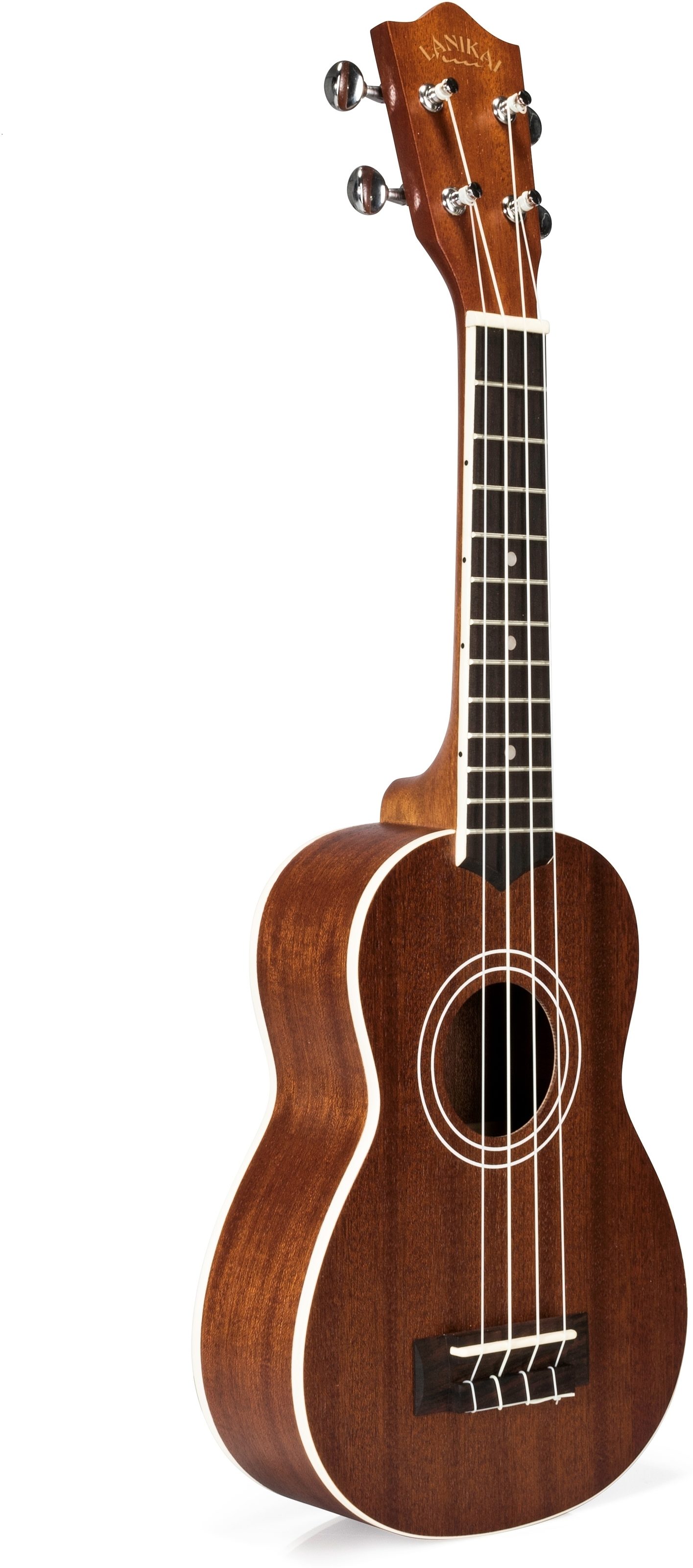 Lanikai Mahogany Soprano Ukulele (with Gig Bag), Action Position Back