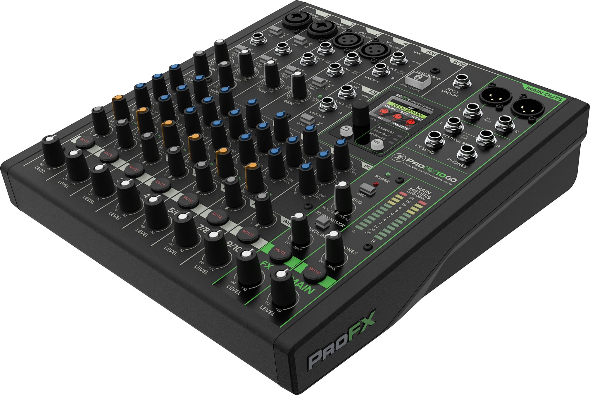 Mackie ProFX10 GO Battery-Powered Mixer, 10-Channel, New, Action Position Back