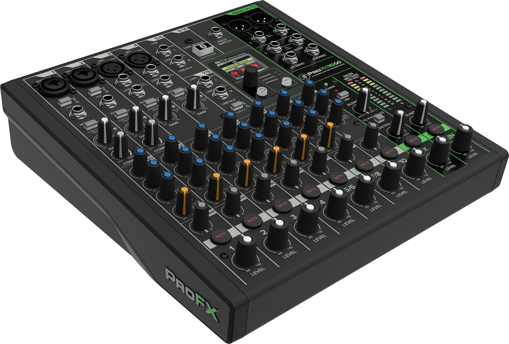 Mackie ProFX10 GO Battery-Powered Mixer, 10-Channel, New, Action Position Back