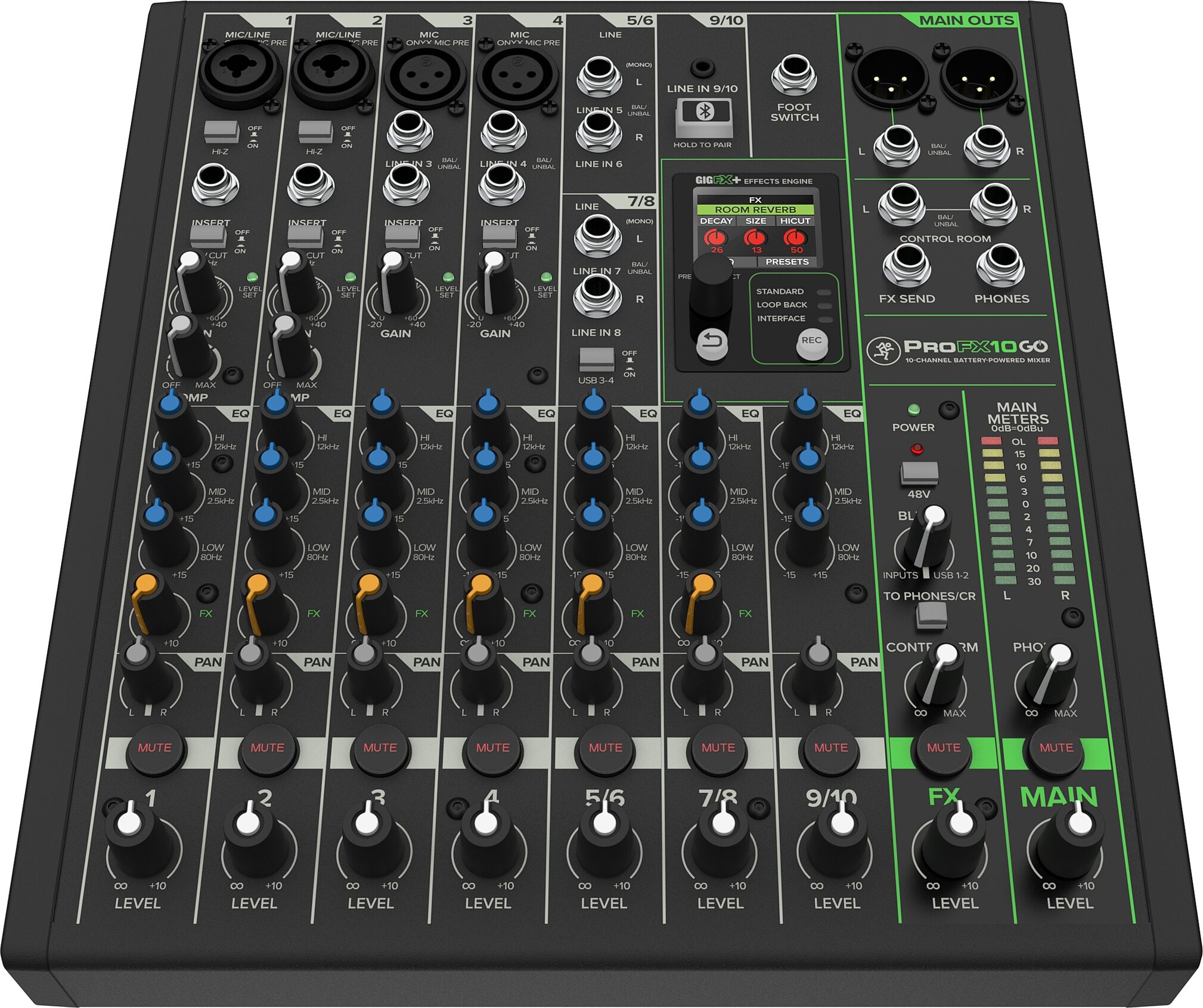 Mackie ProFX10 GO Battery-Powered Mixer, 10-Channel, New, Action Position Back