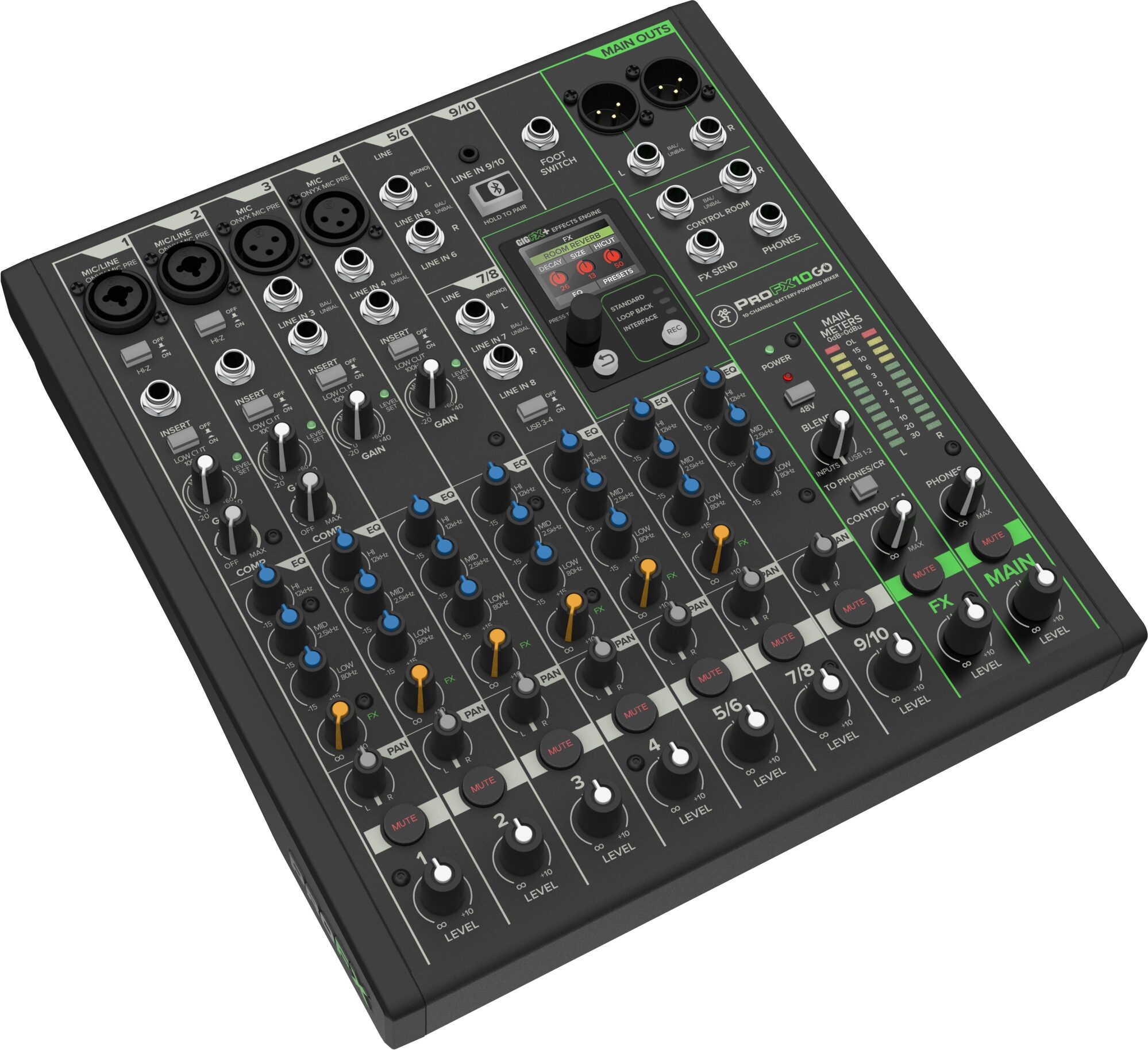 Mackie ProFX10 GO Battery-Powered Mixer, 10-Channel, New, Action Position Back