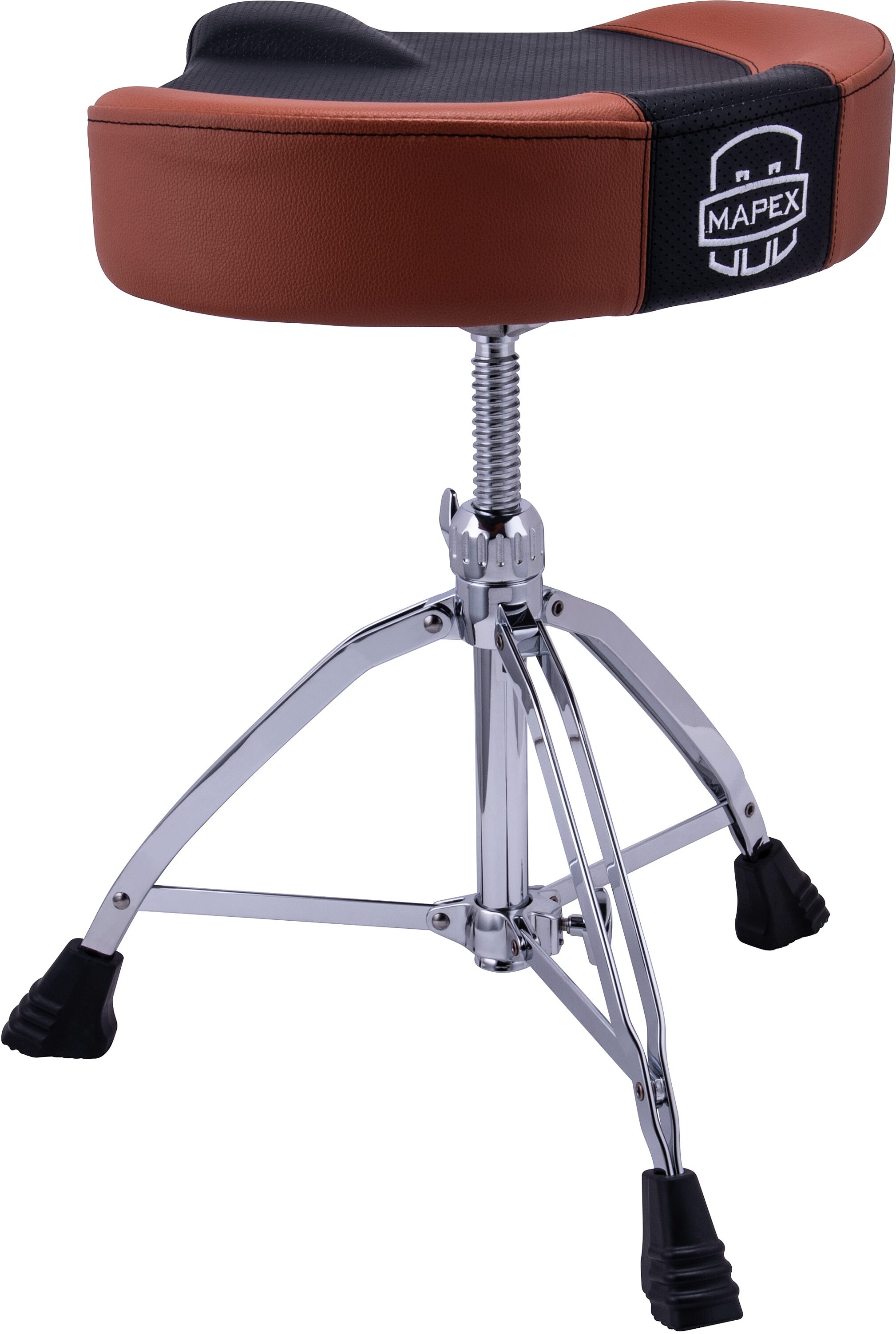Mapex T855 Spin Up Double-Braced Saddle Top Drum Throne, Brown, Action Position Back